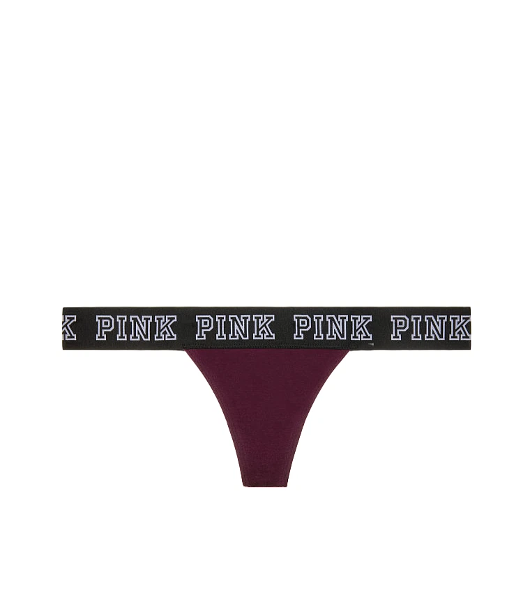 Victoria's Secret ROSA Logo Tanga Panty Negro Orquídea Foto 1 de 1