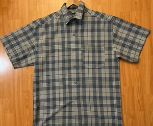 Vintage Cal Top Shirt Mens Large Blue Plaid Button Up Collared Pocket 90s Y2K - Picture 1 of 8