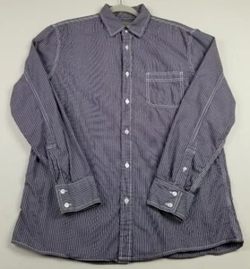 Sonoma Oxford Shirt Men’s Medium Blue White Striped Pocket Long Sleeve Button Up - Picture 1 of 10