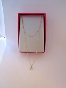 Baublebar for Bloomingdale's disc layered necklace NIB Double Strands Gold Tone - Picture 1 of 3