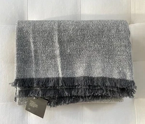 Restoration Hardware NEPALI CASHMERE BORDERED Throw 50” X 70” Marled Carbon NWT - Picture 1 of 11