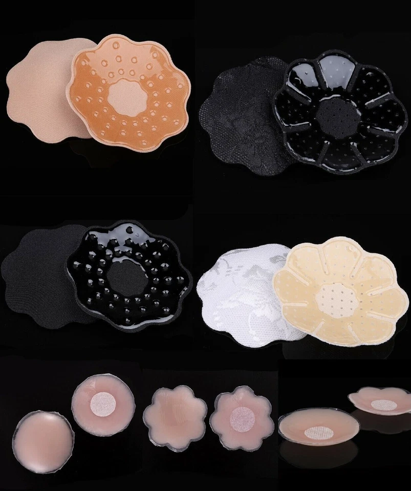 2 PAAR  Damen Nippel Cover Wiederverwendbar Selbstklebend Abdeckungen Stoff - Bild 1 von 4