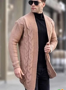 Mens Cardigan Sweater Jacket Coat Outwear Knit Casual Long Sleeve Winter Big 4XL - Picture 1 of 7