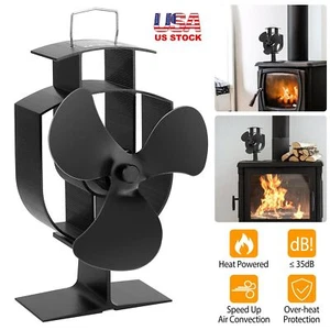 Winter Heat Powered Wood Stove Fan 3 Blades Aluminum Silent  Fireplace Fan - Picture 1 of 11