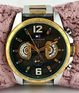 Tommy Hilfiger Men Chronograph Black Dial Stainless Steel Band All Working Watch - Picture 1 of 8
