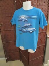 Vintage 90s All Over Print Dolphin T Shirt Ocean Dolphins Adult Large