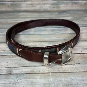 Vintage Brighton Belt Santos Mens Size 42 Fabric Leather Laced Southwest 1990s - Picture 1 of 10