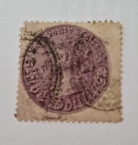 NSW QV High Value SG.179 5s Purple (1885) Used Cat £75. Ref Oct4 - Picture 1 of 3