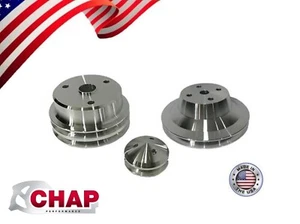Small Block Chevy Pulley Kit V-Belt 305 327 350 400 SBC LWP 2V - Imagen 1 de 4