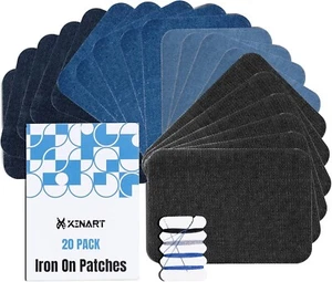 40PCS DIY Iron on Denim Patches Jeans Clothing Repair four color Kit blue black - Picture 1 of 5