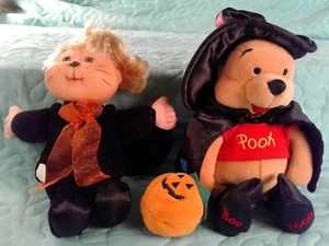 2 Halloween Plush 9" Winnie the Pooh Witch 8" Cabbage Patch Dressed as Black Cat - Picture 1 of 12