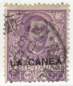 1905 La Canea - 50 c. violetto Floreale soprastampato Perfin usato - Imagen 1 de 1