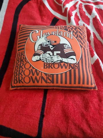 80s Vintage Cleveland Browns Accent Pillow Couch Bed Football Team NFL Orange Cover