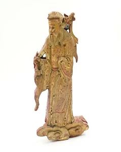 Vintage Orientalisches Holz Vergoldet Fragment Weiser Alter Mann 9 3/4" H - Bild 1 von 6