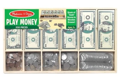 Juego de dinero de juego Melissa And Doug juguete educativo con billetes de papel, monedas de plástico Foto 1 de 4