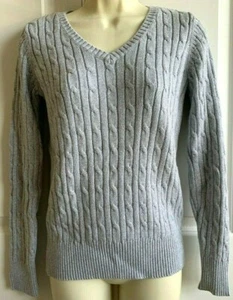 St John’s Bay Woman's Sweater V-Neck Size S Silver Shimmer Glimmer Long Sleeve - Picture 1 of 7