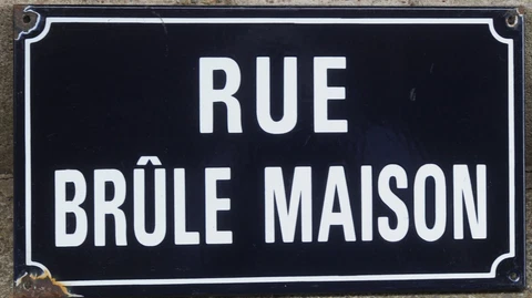 Old French enamel street sign road plaque burning house Francois Cottignies C18 Cover