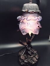 Bronze Table Lamp  Tulip Glass Shade Cherub/praying Angel