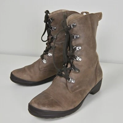 Botas BOGS Carrie Cuero Media Pantorrilla Grannycore Impermeables Con Cordones Marrón US7 UK5.5 Foto 1 de 4