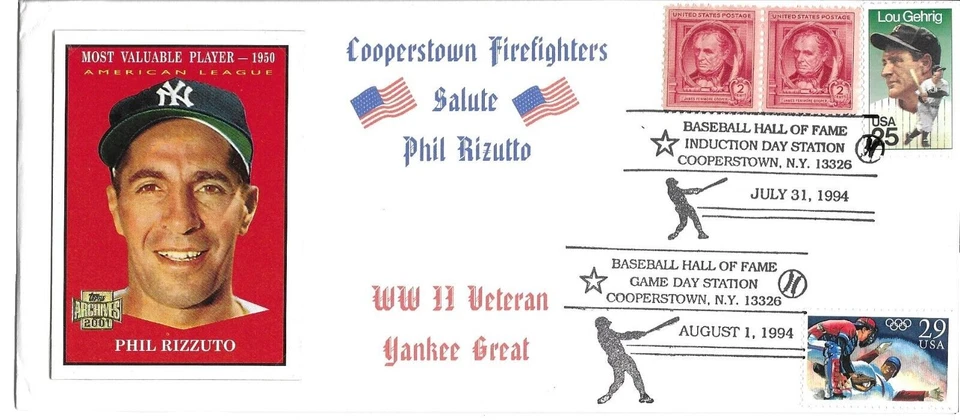 Phil Rizzuto First Day Cover July 31, 1994, & August 1, 1994, HOF Induction - Image 1 of 1
