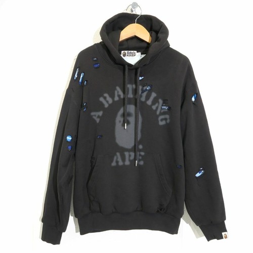 A BATHING APE (BAPE) Felpa con cappuccio uomo Bape Destroy College logo ottima usata blu taglia M