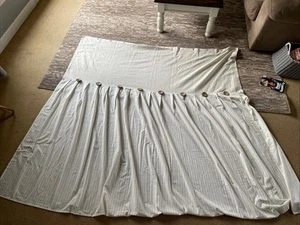 Awellife Linen Button Farmhouse Shower 72"W x 72"L, & Cream Stripe - Picture 1 of 11