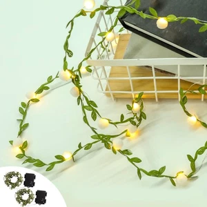 2Pack Ivy - Fairy String Lights with Green Leaf Garland with White Berry Batt... - Picture 1 of 7