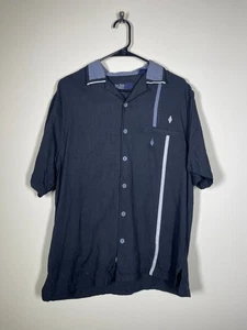Nat Nast Hemd M 100% Seide kurz Bowling Cuban American Fit schwarz grau - Bild 1 von 6