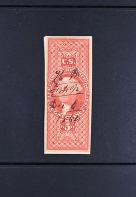 USA Scott # R89a VF Used $5 Conveyance Revenue US Stamp Cat $50 - Image 1 of 2