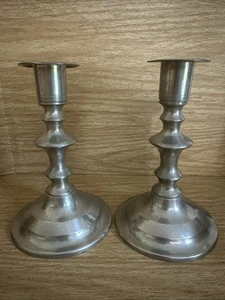 VINTAGE PAIR OF STIEFF CANDLESTICKS PEWTER OLD STURBRIDGE VILLAGE OSV - Picture 1 of 17