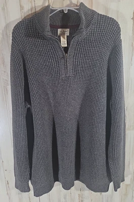 Cárdigan LL Bean Para Hombres XL Alto Algodón Orgánico Tejido Gofre Cuarto Cremallera Foto 1 de 4