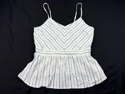 ✅NWOT ✅Monteau Los Angeles Tank Top ✅Adjustable Straps ✅White Blue Stripes ✅ Lg - Image 1 of 4