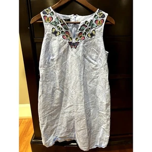 Talbots Größe 6 zierlich bestickt Schmetterling Leinen Etuikleid - Bild 1 von 5