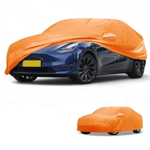 Car Cover Waterproof All Weather for Tesla Model Y Orange Cotton with Zipper - Picture 1 of 8