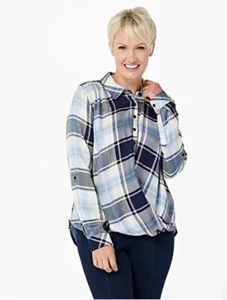 Tolani Collection Pullover kariert Oberteil mit bedrucktem Rücken gelb/schwarz Large A38263 - Bild 1 von 3