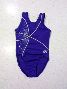 BEAUTIFUL GK Elite Child Small Gymnastics Dance leotard Royal Purple SEQUINS - Picture 1 of 6