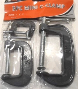 C-CLAMPS 3 PC. MINI C-CLAMP SIZES 1,2,3" INCH - Picture 1 of 2