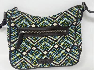 Bandolera Vera Bradley Verde Azul Cuero Hipster Bolso Mensajero EC! Foto 1 de 4