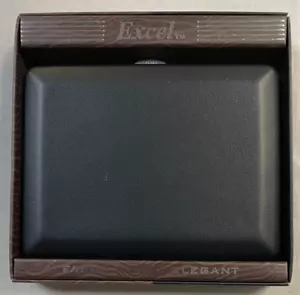 Estuche de almacenamiento de cigarrillos Excel negro de cuero sintético y metal NUEVO - Imagen 1 de 3