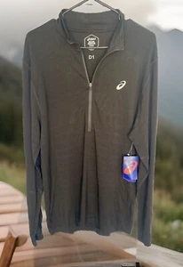 Asics D1 Performance Tech Half Zip Long Sleeve Athletic Pullover, Sz L Black - Picture 1 of 8