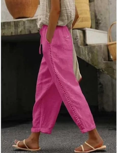 Pantalones Orwya para mujer, pantalones a rayas Olzeep, pantalones de lino elegantes a rayas con bolsillo lateral - Imagen 1 de 11