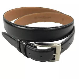 Allen Edmonds Calfskin Belt Black Stitched Leather Mens 42 Made in USA - Picture 1 of 14