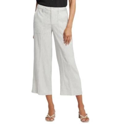 NYDJ Women's Wide Leg Cargo Capri Pants in Slubby Stripe, Size 10 - Image 1 of 2