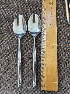 Cubiertos Oxford Hall de bambú de acero inoxidable 2 cucharaditas JAPÓN Foto 1 de 4