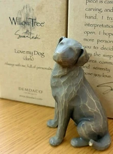 WILLOW TREE by Susan Lordi artist figurine LOVE MY DOG (dark) always with me - Foto 1 di 3