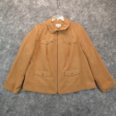 Chaqueta Studio Works Mujer 16W Beige Imitación Gamuza Cremallera Completa Forrada Bolsillos Foto 1 de 4