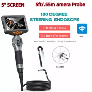 Wifi Articulating Borescope 5in Video Endoscope Inspection Camera for Automotive - Picture 1 of 9