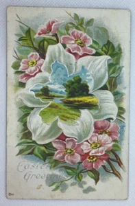 Postcard Easter Greetings D Goldie Flowers Embossed D151 - Picture 1 of 2