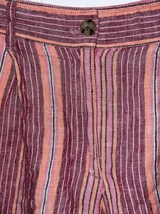 Pantalones Cortos Jill Love Lino Rayas Verticales 10 Cremallera Botón Rojos Rosas Cremallera Botón - Imagen 1 de 4