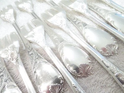 12 tenedores de pastelería franceses vintage chapados en plata Christofle Marly 15,9 cm Foto 1 de 4